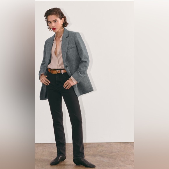 Everlane The Oversized Blazer in Wool Herringbone size 00 gray nwot - Picture 1 of 4